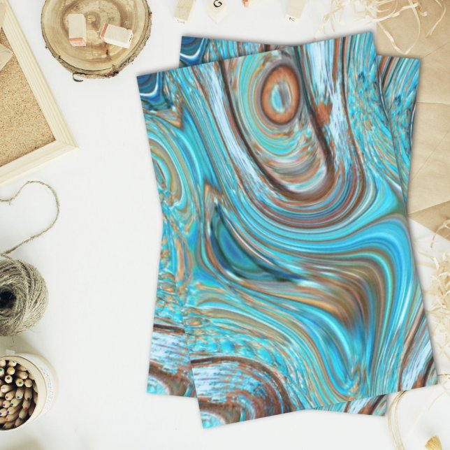 farmhouse  teal blue Woodgrain turquoise swirls Tissue Paper (farmhouse teal blue Woodgrain turquoise swirls Tissue Paper)