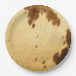 Farmhouse Texas Longhorn Cowhide Animal Print Paper Plate