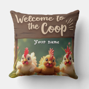 Farmhouse Throw Pillow – Welcome to the Coop Quote