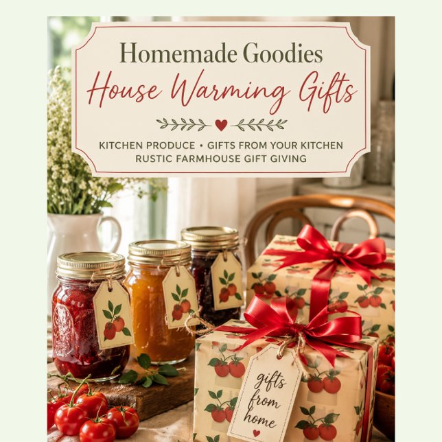 Farmhouse Tomato Produce Gift Packaging Papers Wrapping Paper Sheet (Rustic homemade produce gift wrap inspired by fresh kitchen goodness and farmhouse gift giving.)