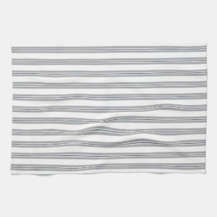 Farmhouse Vintage French Ticking Stripe Blue Grey Tea Towel