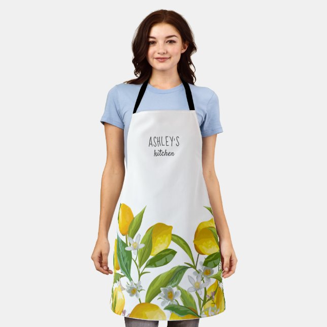 Farmhouse Watercolor yellowlemon personalised Apron (Worn)