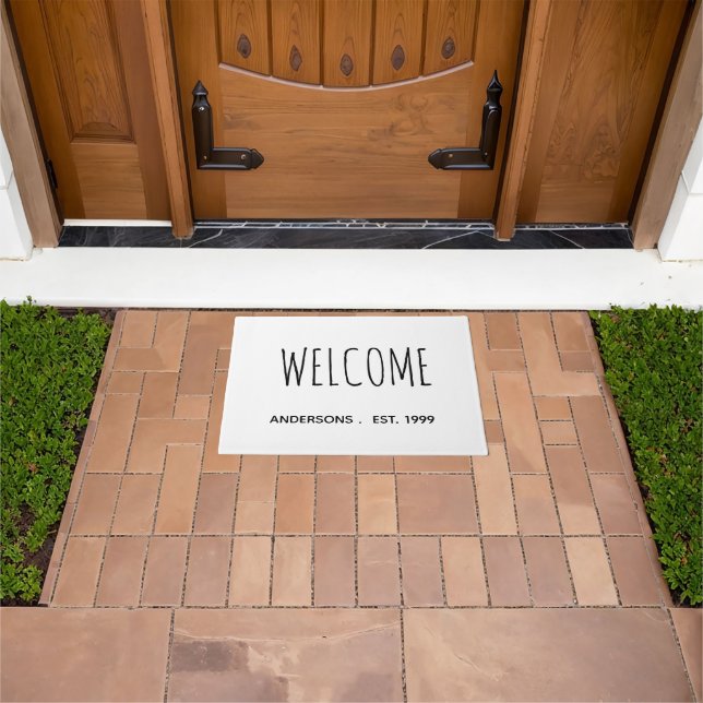 Farmhouse Welcome Personalised Family Name Doormat (Outdoor)