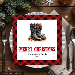 Farmhouse Western Red Black Holiday Napkins