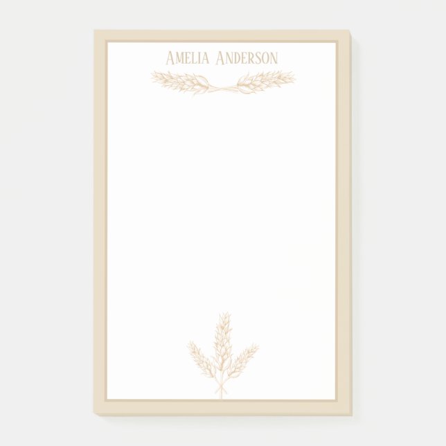 Farmhouse Wheat Stalks | Personalised Post-it Notes (Front)