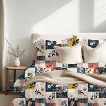 Farmhouse Whimsical Floral Patchwork Duvet Cover