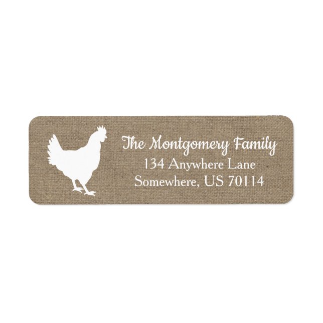 Farmhouse White Chicken Silhouette & Faux Burlap (Front)