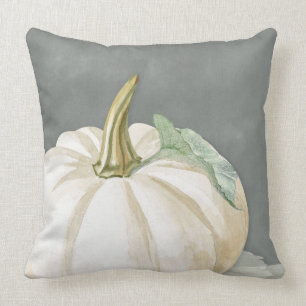Farmhouse white fall pumpkin cushion
