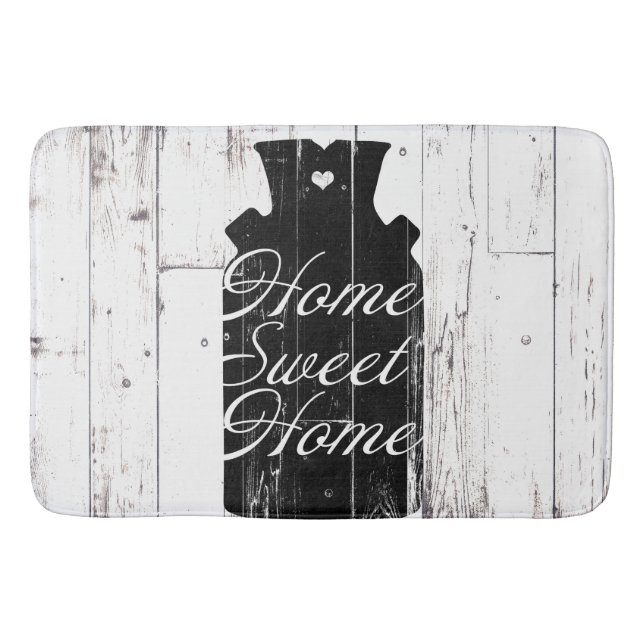Farmhouse White Wood Rustic Milk Jug Home Sweet Bath Mat (Front)
