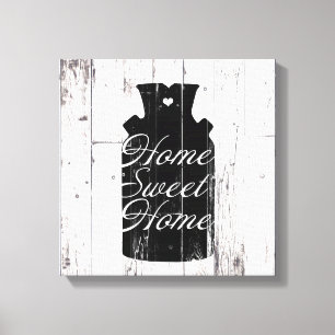 Farmhouse White Wood Rustic Milk Jug Home Sweet Canvas Print