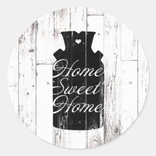 Farmhouse White Wood Rustic Milk Jug Home Sweet Classic Round Sticker