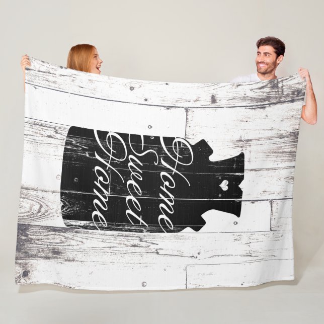 Farmhouse White Wood Rustic Milk Jug Home Sweet Fleece Blanket (In Situ)