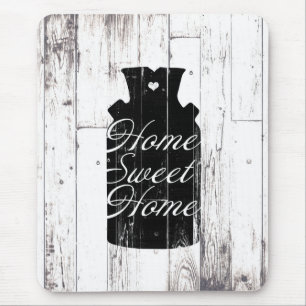 Farmhouse White Wood Rustic Milk Jug Home Sweet Mouse Mat