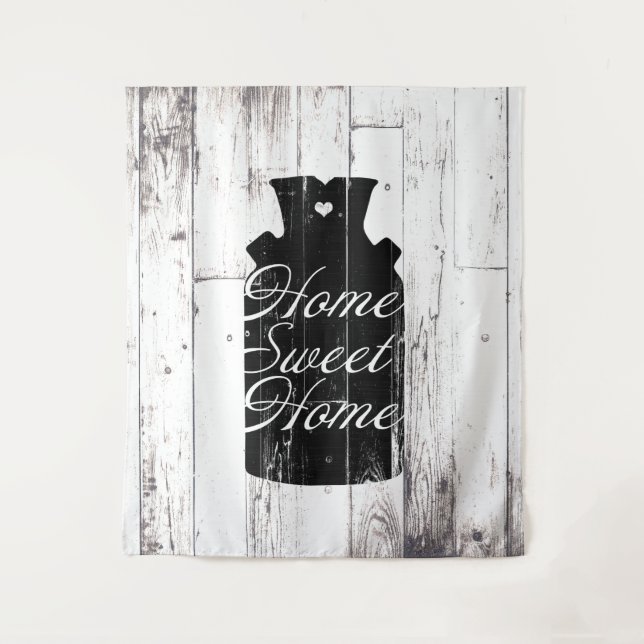 Farmhouse White Wood Rustic Milk Jug Home Sweet Tapestry (Front)