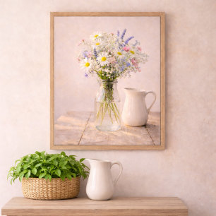Farmhouse Wildflower Jar and Ceramic Pitcher Poster