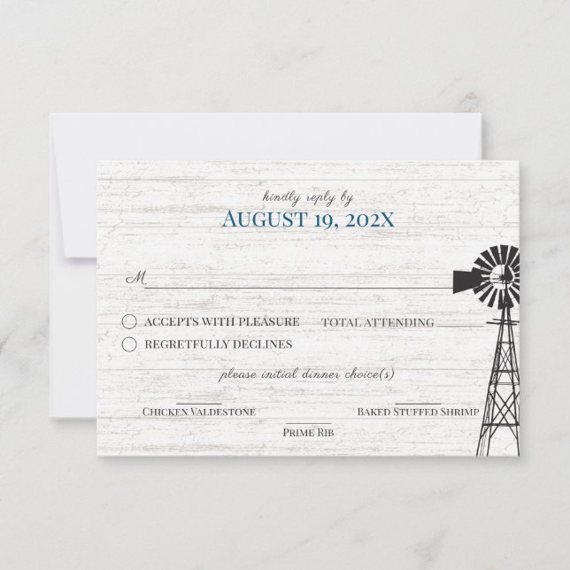Farmhouse Windmill Reply Invitation (Front)