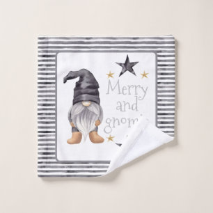 Farmhouse Winter Watercolor Gnome for Christmas Bath Towel Set