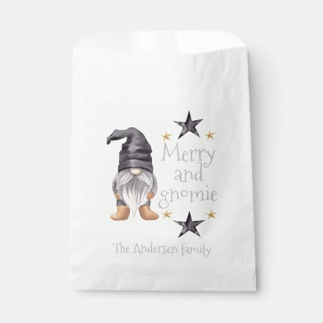 Farmhouse Winter Watercolor Gnome for Christmas Favour Bags (Front)