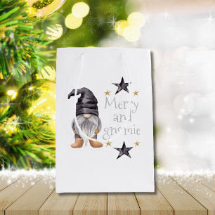 Farmhouse Winter Watercolor Gnome for Christmas Medium Gift Bag