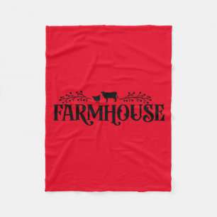 Farmhouse with Cow & Chicken Fleece Blanket