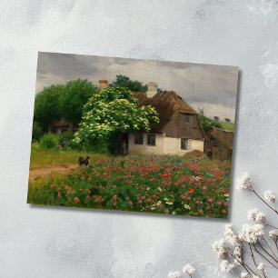 Farmhouse with Meadow Flowers Postcard