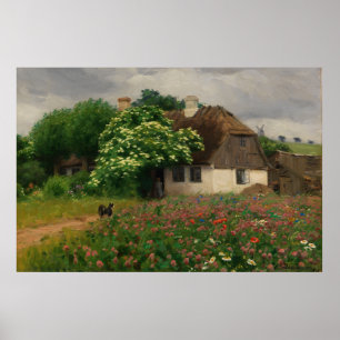 Farmhouse with Meadow Flowers  Poster