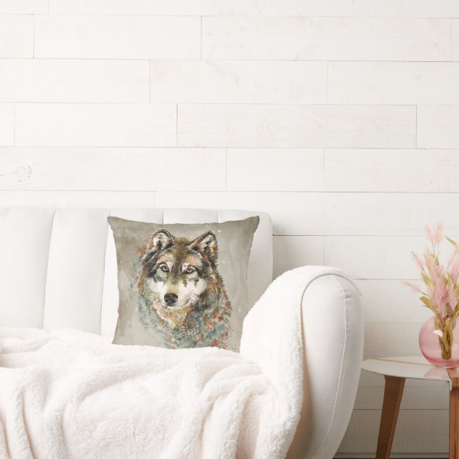 Farmhouse Wolf Animal Nature Wall Art Prints  Cushion (Couch)