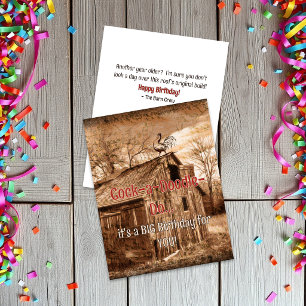Farmhouse Wood Barn Chicken Funny Birthday Card