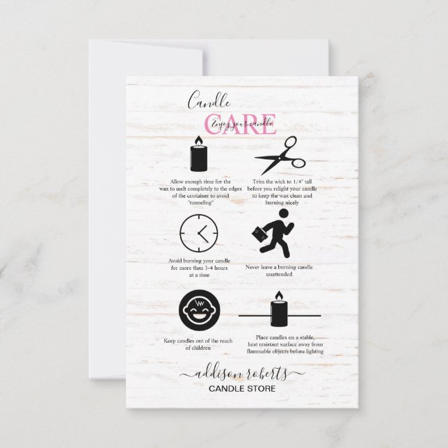 Farmhouse  Wood Watercolor Fall Candle Care  Thank You Card (Front)