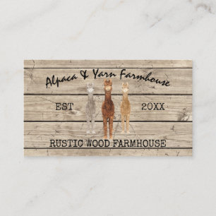 Farmhouse Wooden Rustic Alpaca Business Card