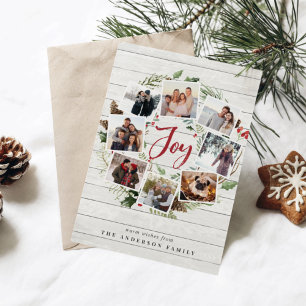 Farmhouse Wreath   Holiday Photo Collage Card