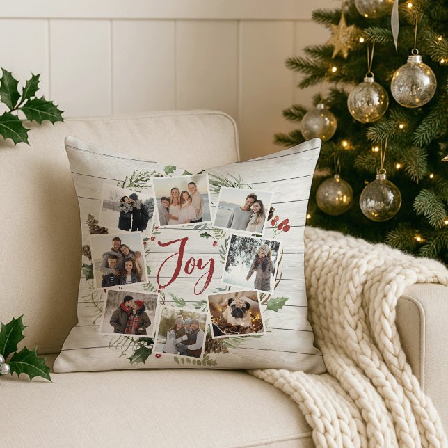 Farmhouse Wreath | Holiday Photo Collage Cushion (Creator Uploaded)