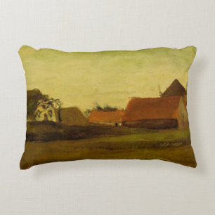 Farmhouses in Loosduinen Hague by Vincent van Gogh Decorative Cushion