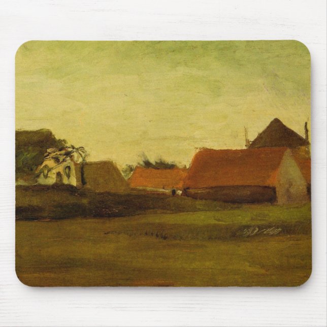 Farmhouses in Loosduinen Hague by Vincent van Gogh Mouse Mat (Front)