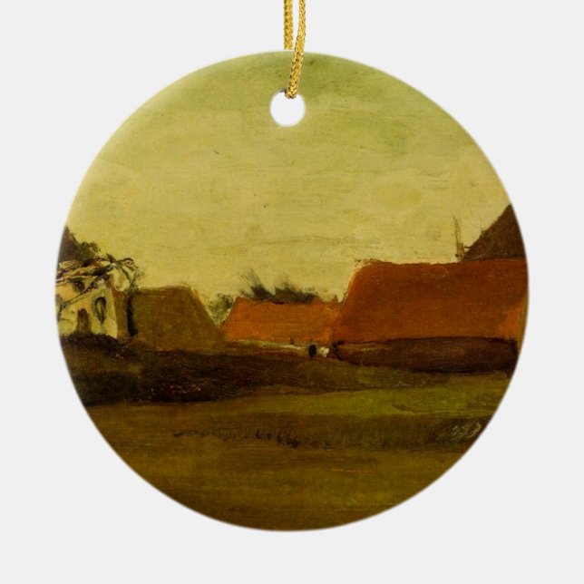 Farmhouses in Loosduinen near The Hague... Ceramic Tree Decoration (Front)