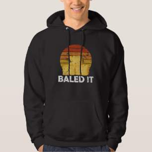 Farming Baled It Hay Bale Pun Vintage Retro Look Hoodie