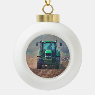 FARMING CERAMIC BALL CHRISTMAS ORNAMENT