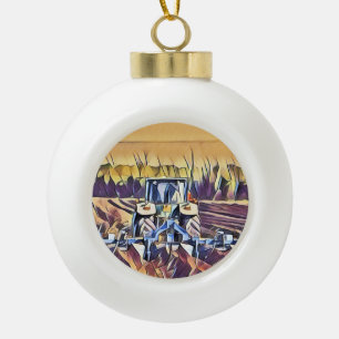 FARMING   CERAMIC BALL CHRISTMAS ORNAMENT