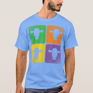 Farming Farm Animal Lover Cow Lover Farmer Pop Art T-Shirt