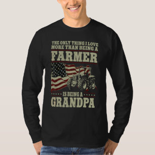 Farming Farmer Grandpa Vintage Tractor American Fl T-Shirt