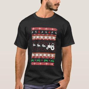 Farming Farmer Tractor Ugly Christmas T-Shirt