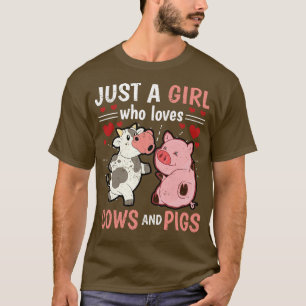 Farming Girls Pig Farmer Women Farm Animal Cow T-Shirt