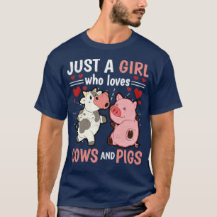Farming Girls Pig Farmer Women Farm Animal Cow T-Shirt