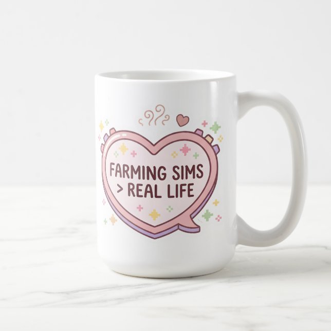 Farming Sims Greater Than Real Life Heart Console  Coffee Mug (Right)