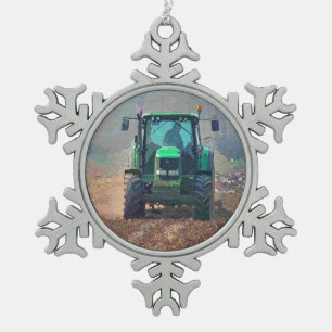 FARMING SNOWFLAKE PEWTER CHRISTMAS ORNAMENT