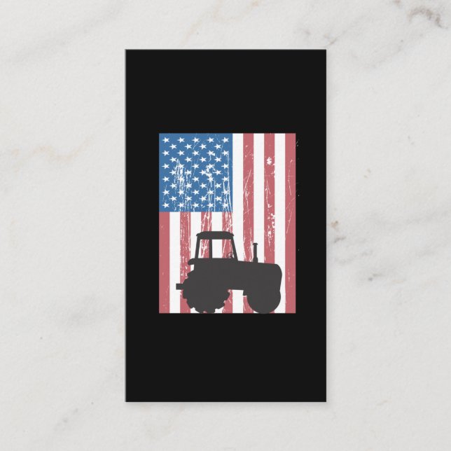 Farming Tractor American Flag Patriotic Farmer Business Card (Front)
