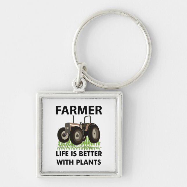 Farming Tractor Field Farmer  Key Ring (Front)