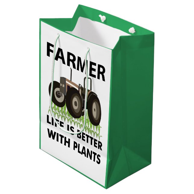 Farming Tractor Field Farmer Medium Gift Bag (Front Angled)