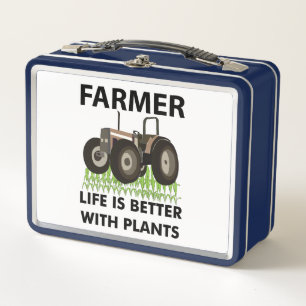 Farming Tractor Field Farmer  Metal Lunch Box