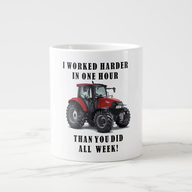 Farming Tractor Hard Work Quotes Large Coffee Mug (Front)